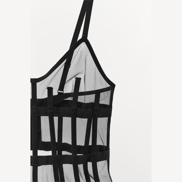 NWT ZARA Sheer Mesh Strappy Bodysuit – Size M - Picture 4 of 15